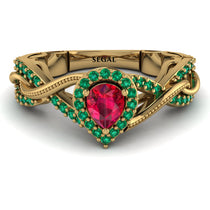 Infinity Inspired Halo Ruby Engagement Ring - Teresa No. 25 image 1