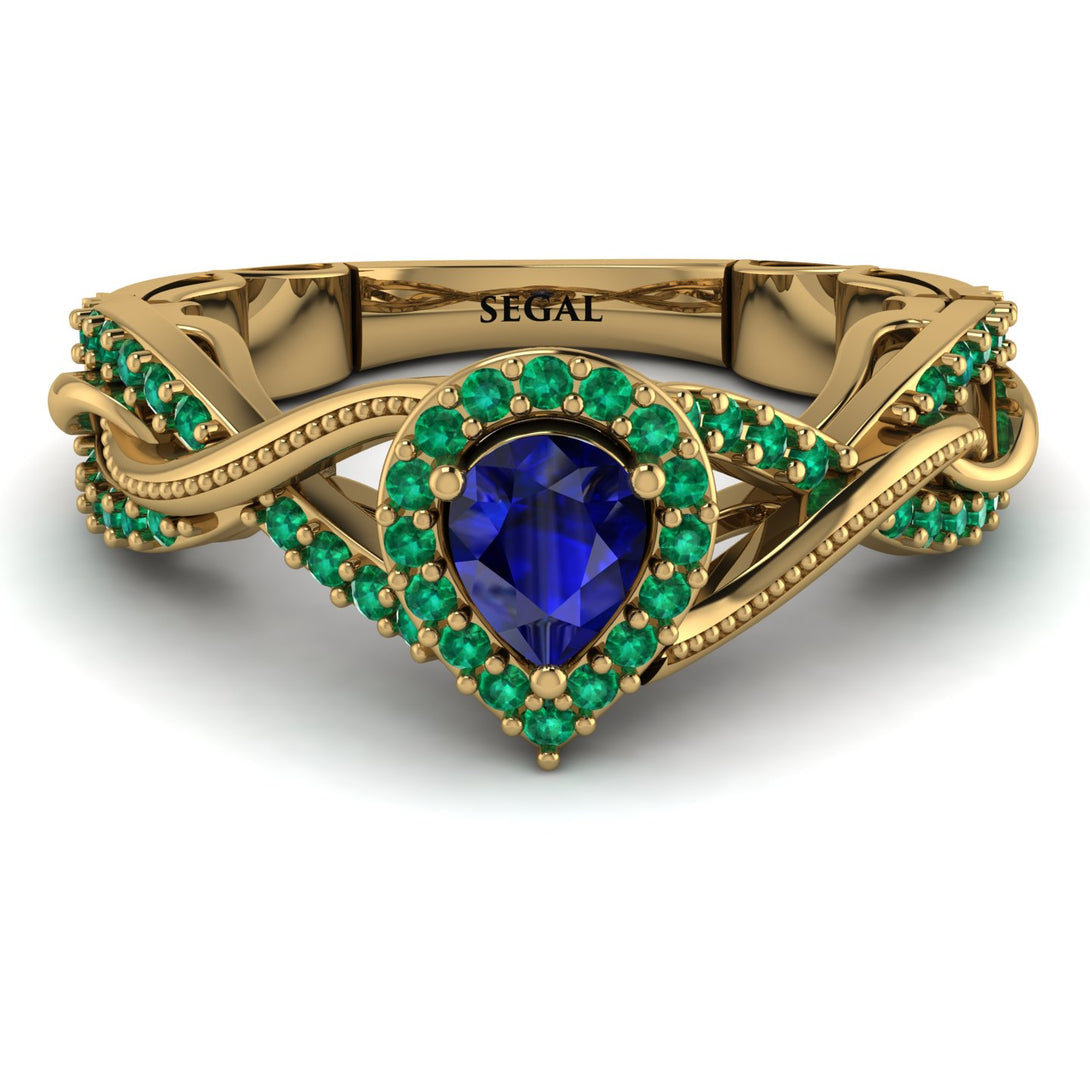 Infinity Inspired Halo Sapphire Engagement Ring - Teresa No. 28