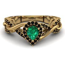 Infinity Inspired Halo Emerald Engagement Ring - Teresa No. 34 image 1
