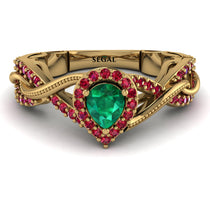 Infinity Inspired Halo Emerald Engagement Ring - Teresa No. 49 image 1