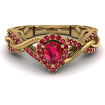 Infinity Inspired Halo Ruby Engagement Ring - Teresa No. 55 image 1