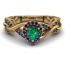 Infinity Inspired Halo Emerald Engagement Ring - Teresa No. 64 image 1
