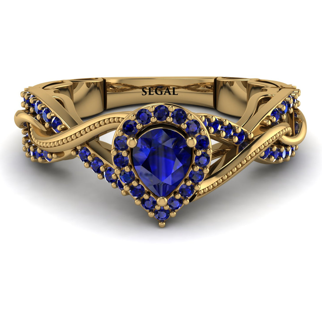 Infinity Inspired Halo Sapphire Engagement Ring - Teresa No. 73