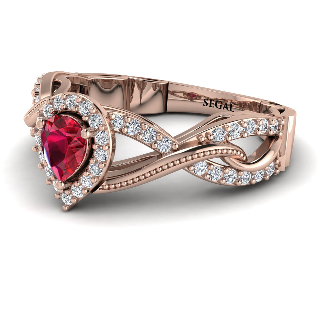 Infinity Inspired Halo Ruby Engagement Ring - Teresa No. 11