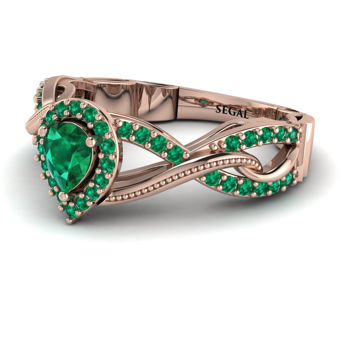 Infinity Inspired Halo Emerald Engagement Ring - Teresa No. 20