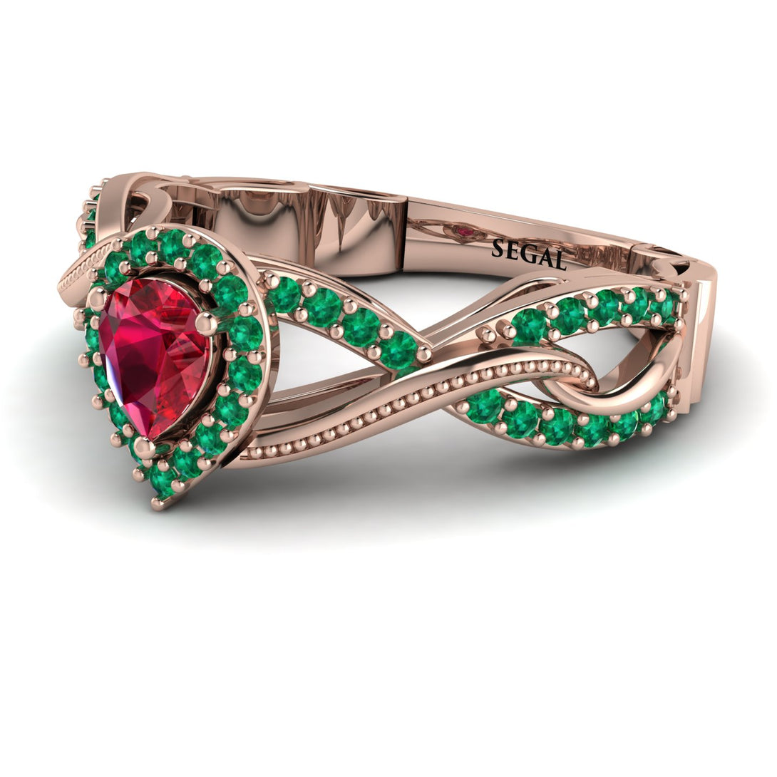 Infinity Inspired Halo Ruby Engagement Ring - Teresa No. 26