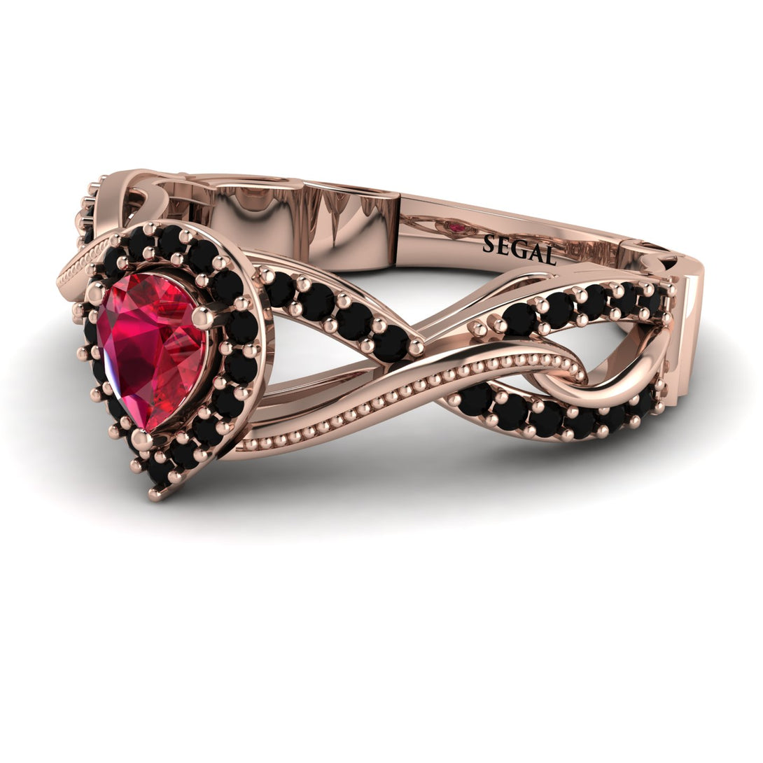 Infinity Inspired Halo Ruby Engagement Ring - Teresa No. 41