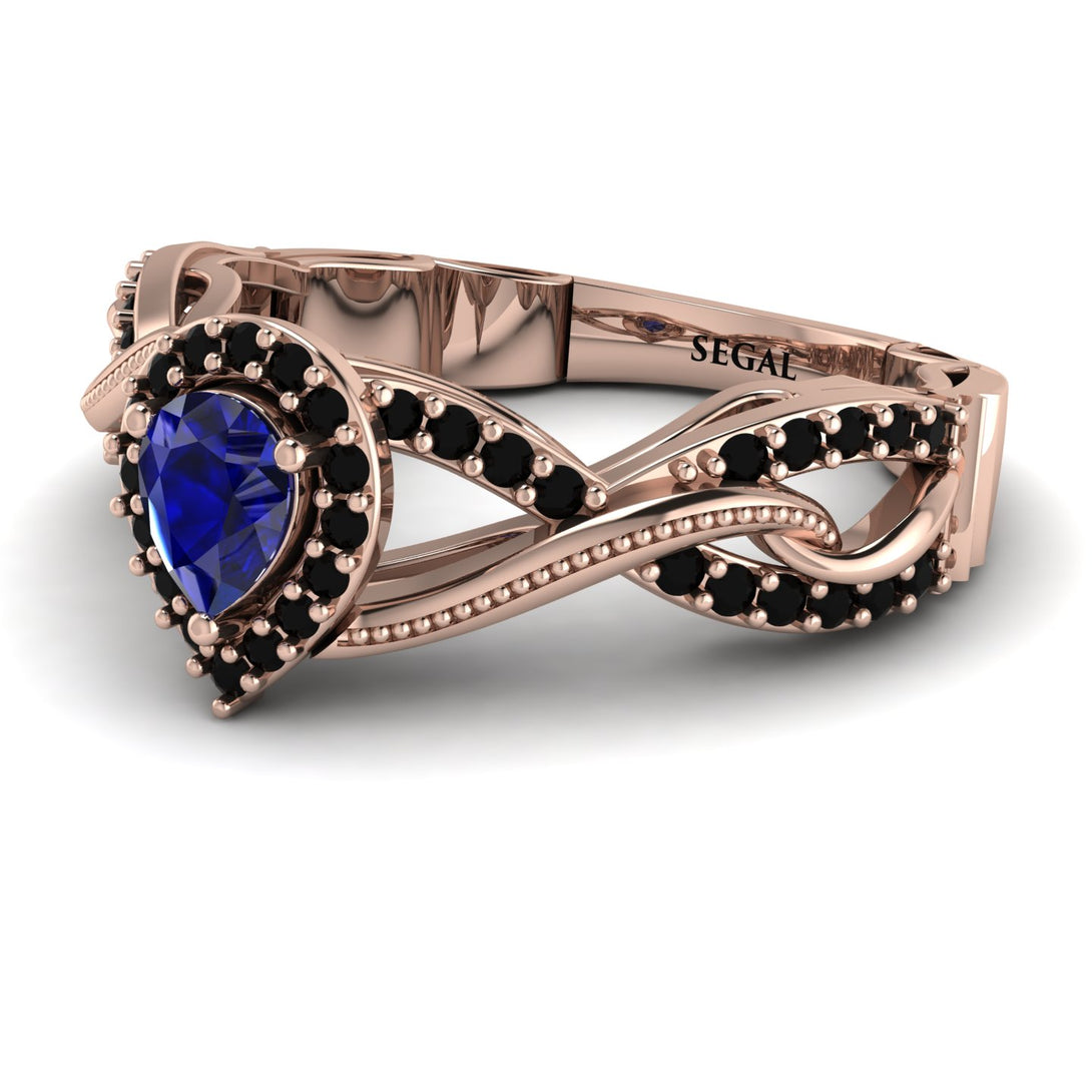 Infinity Inspired Halo Sapphire Engagement Ring - Teresa No. 44