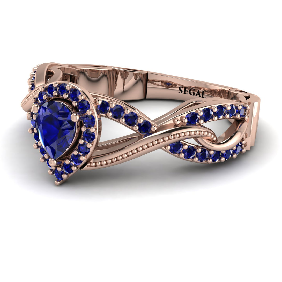 Infinity Inspired Halo Sapphire Engagement Ring - Teresa No. 74