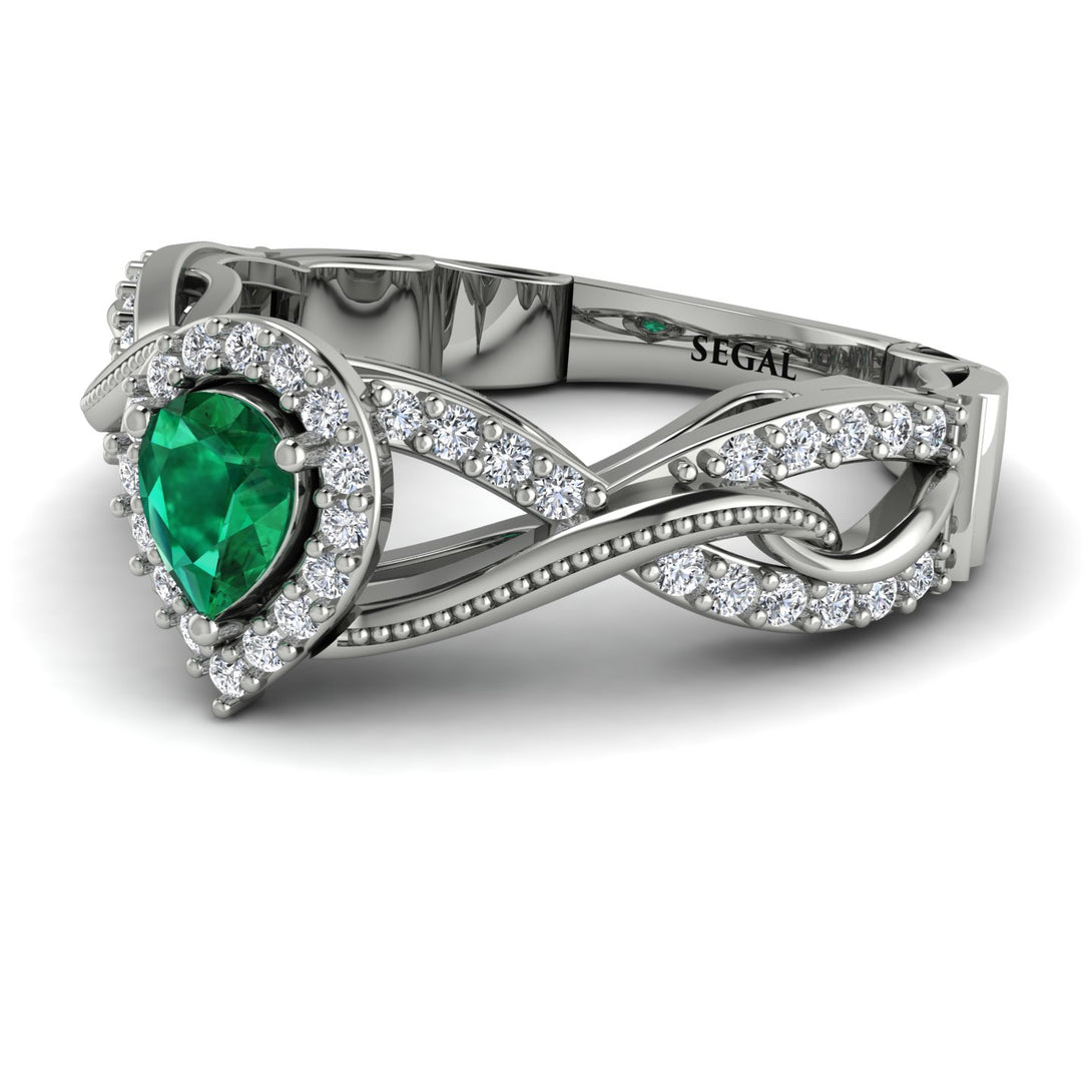 Infinity Inspired Halo Emerald Engagement Ring - Teresa No. 6