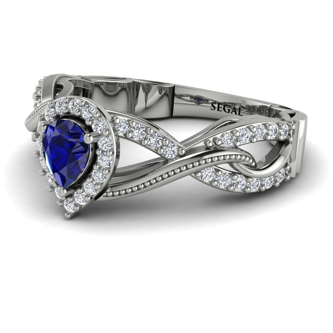 Infinity Inspired Halo Sapphire Engagement Ring - Teresa No. 15
