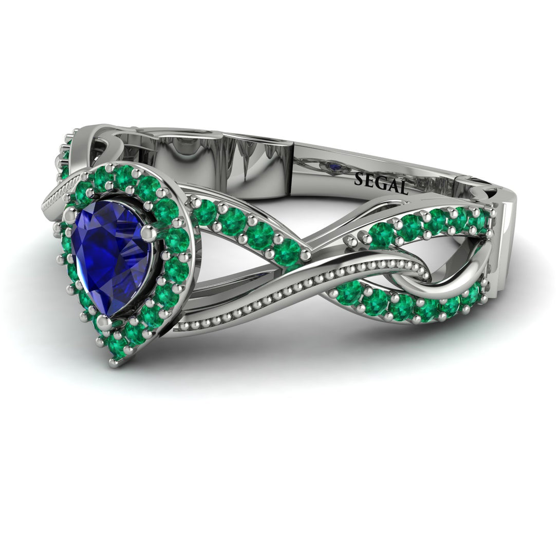 Infinity Inspired Halo Sapphire Engagement Ring - Teresa No. 30