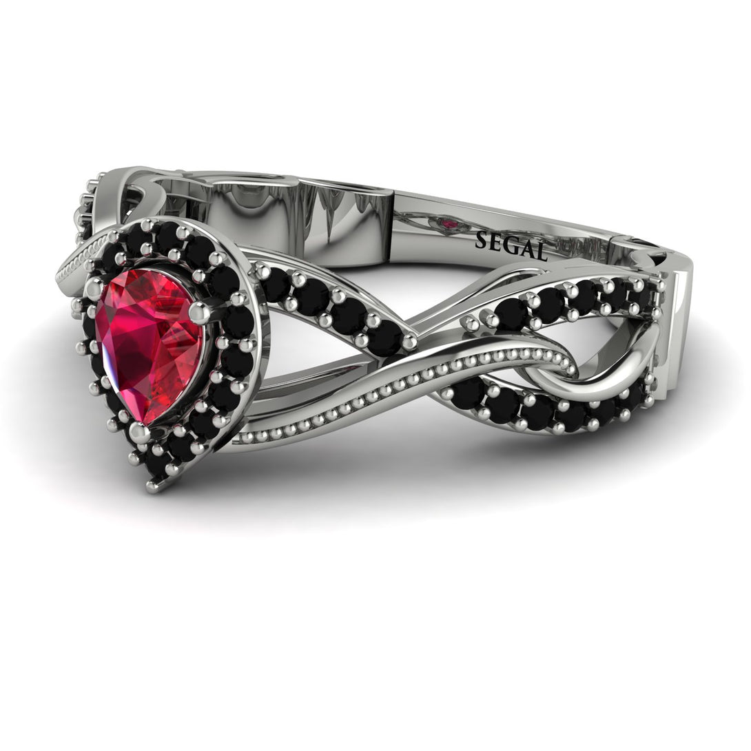 Infinity Inspired Halo Ruby Engagement Ring - Teresa No. 42