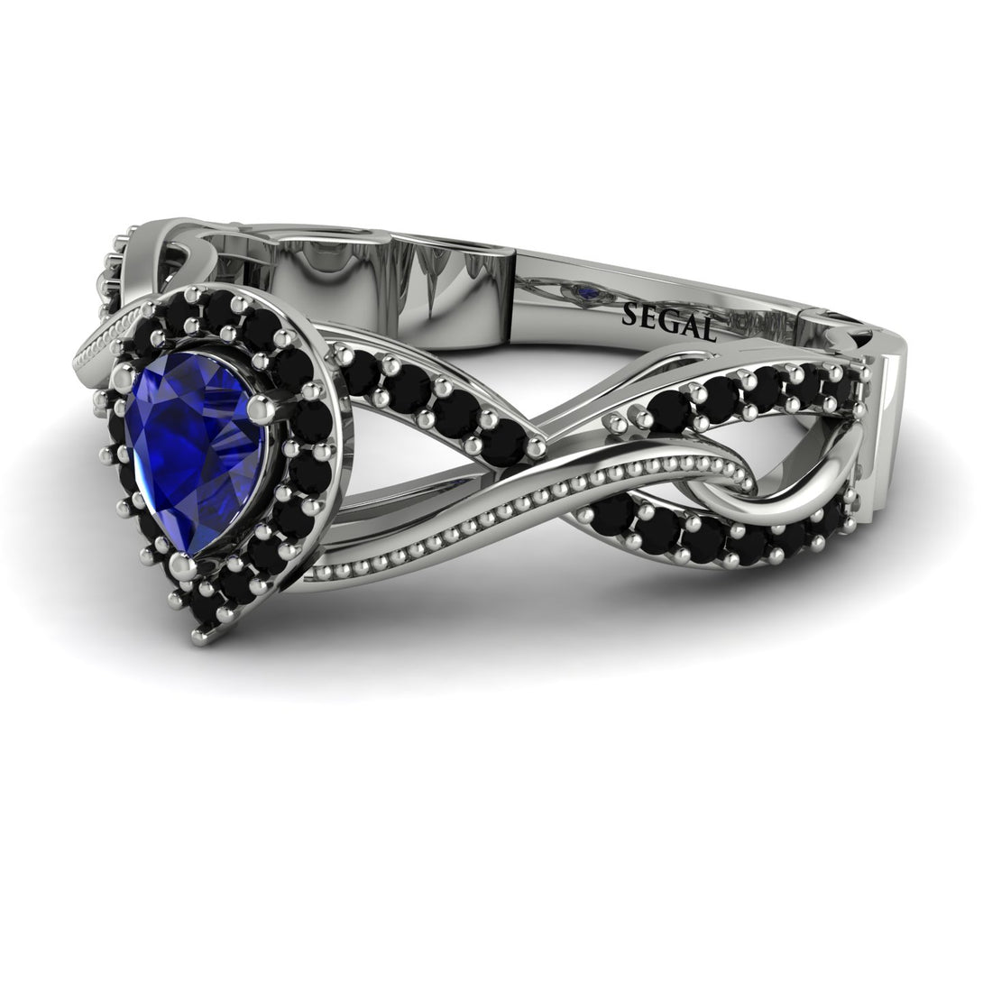 Infinity Inspired Halo Sapphire Engagement Ring - Teresa No. 45