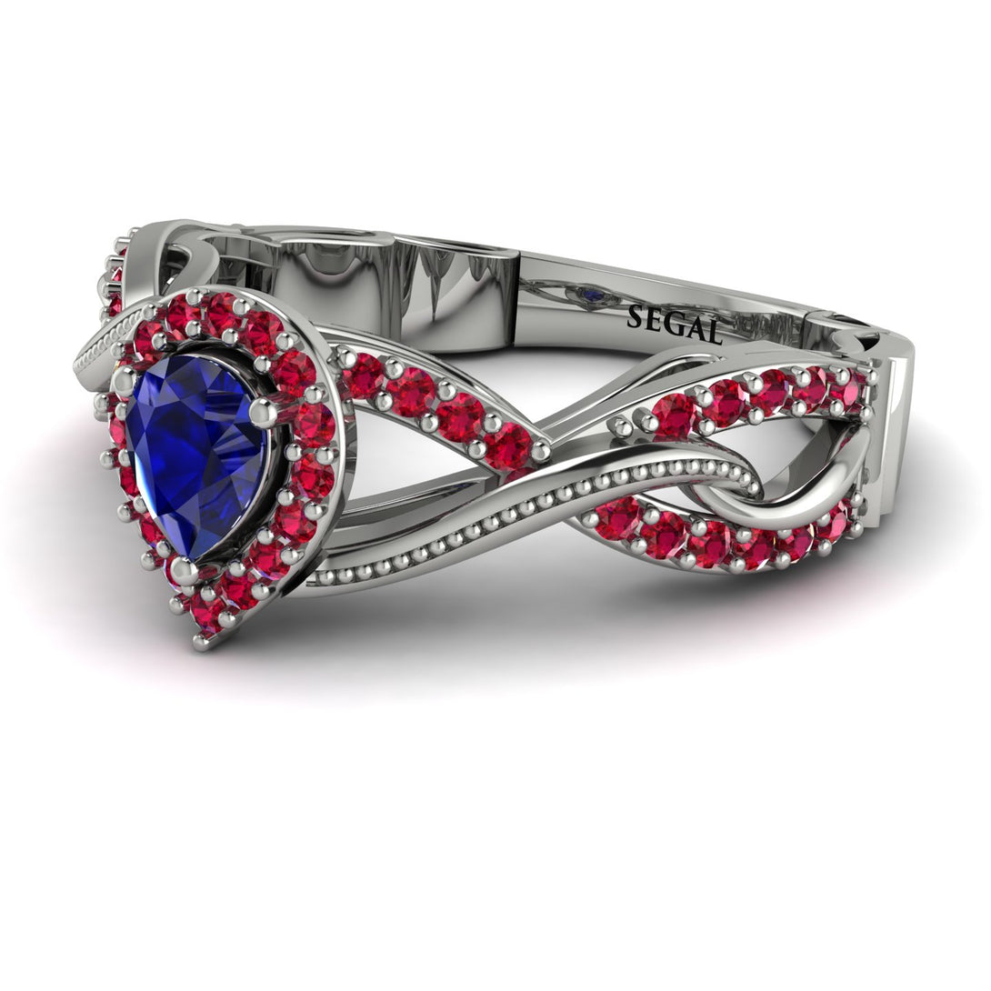Infinity Inspired Halo Sapphire Engagement Ring - Teresa No. 60