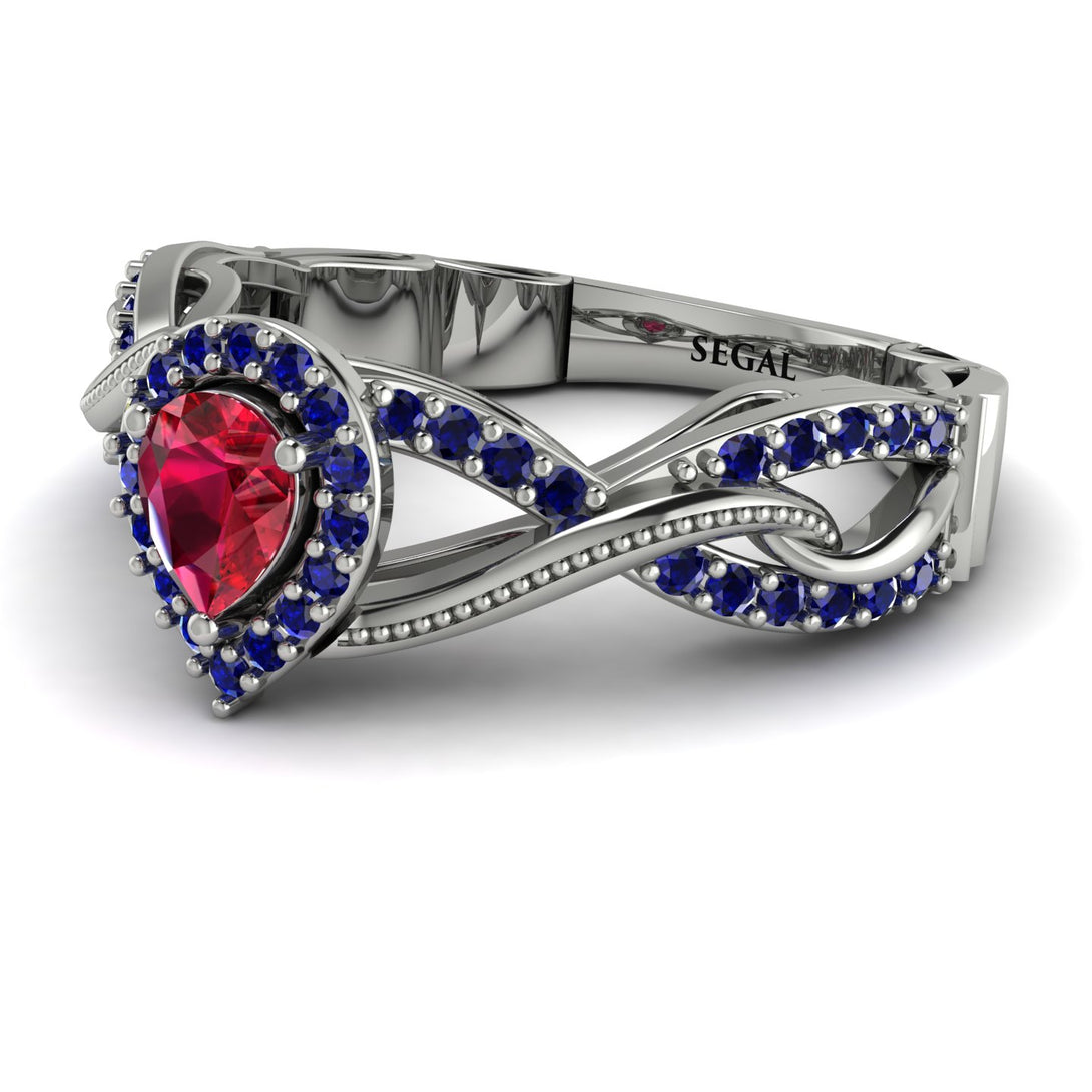 Infinity Inspired Halo Ruby Engagement Ring - Teresa No. 72