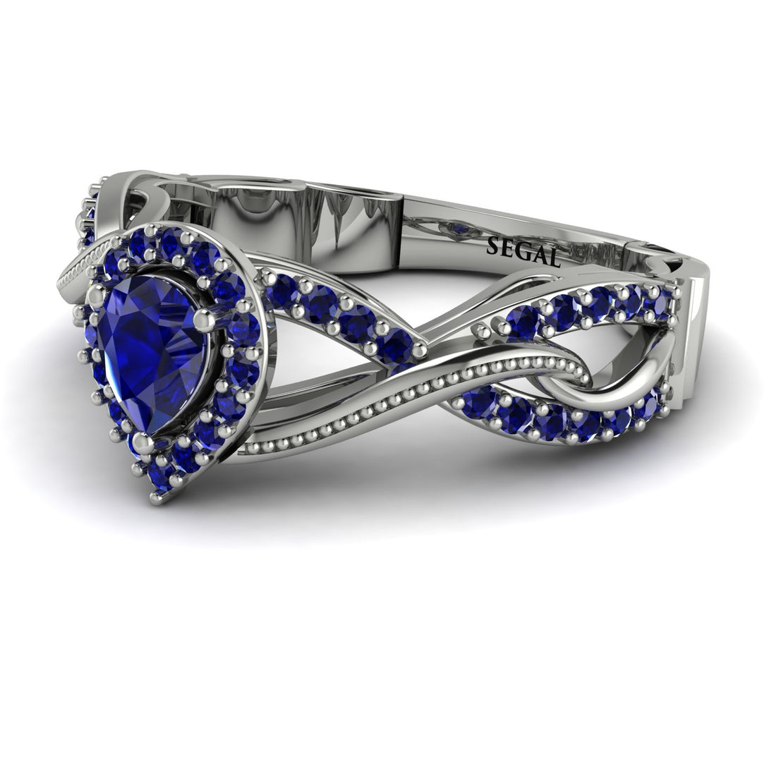 Infinity Inspired Halo Sapphire Engagement Ring - Teresa No. 75