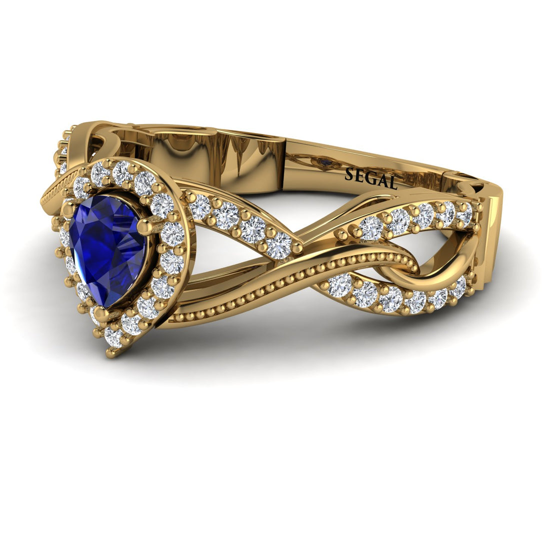 Infinity Inspired Halo Sapphire Engagement Ring - Teresa No. 13