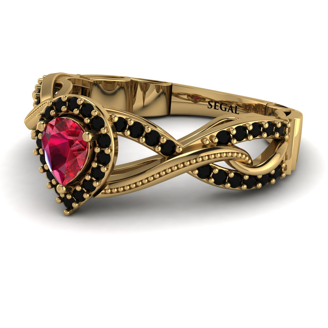 Infinity Inspired Halo Ruby Engagement Ring - Teresa No. 40