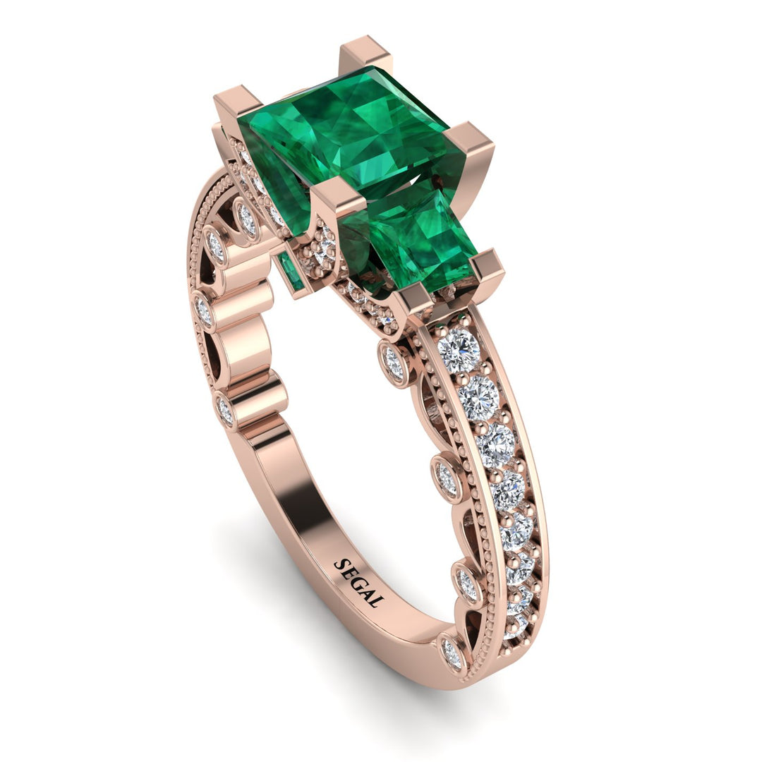 Modern Geometric Emerald Gold Engagement Ring - Beverly No. 5