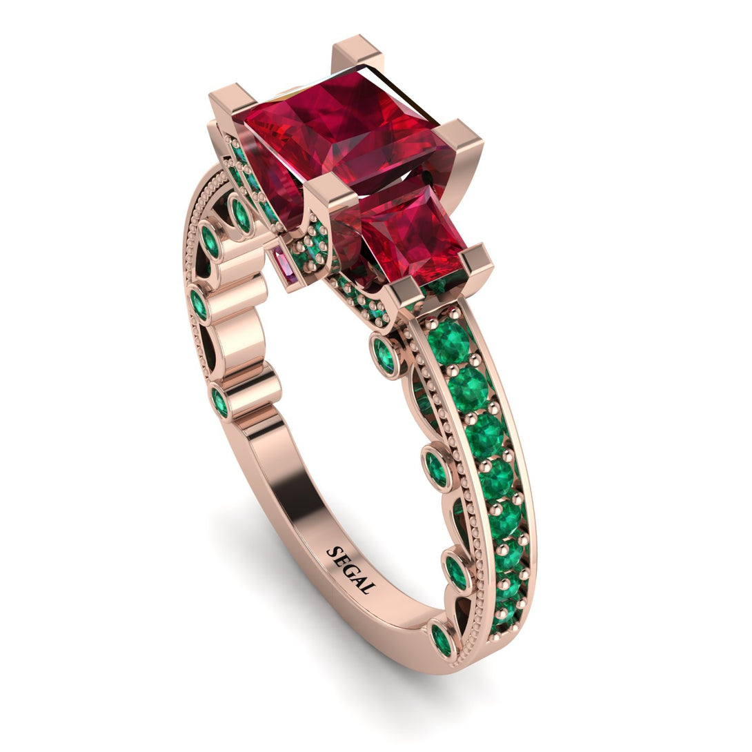 Modern Geometric Ruby Gold Engagement Ring - Beverly No. 26