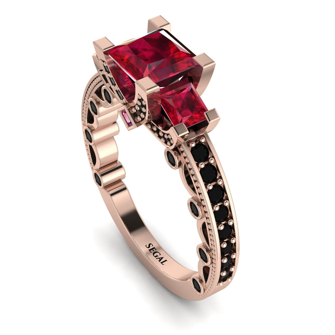 Modern Geometric Ruby Gold Engagement Ring - Beverly No. 41