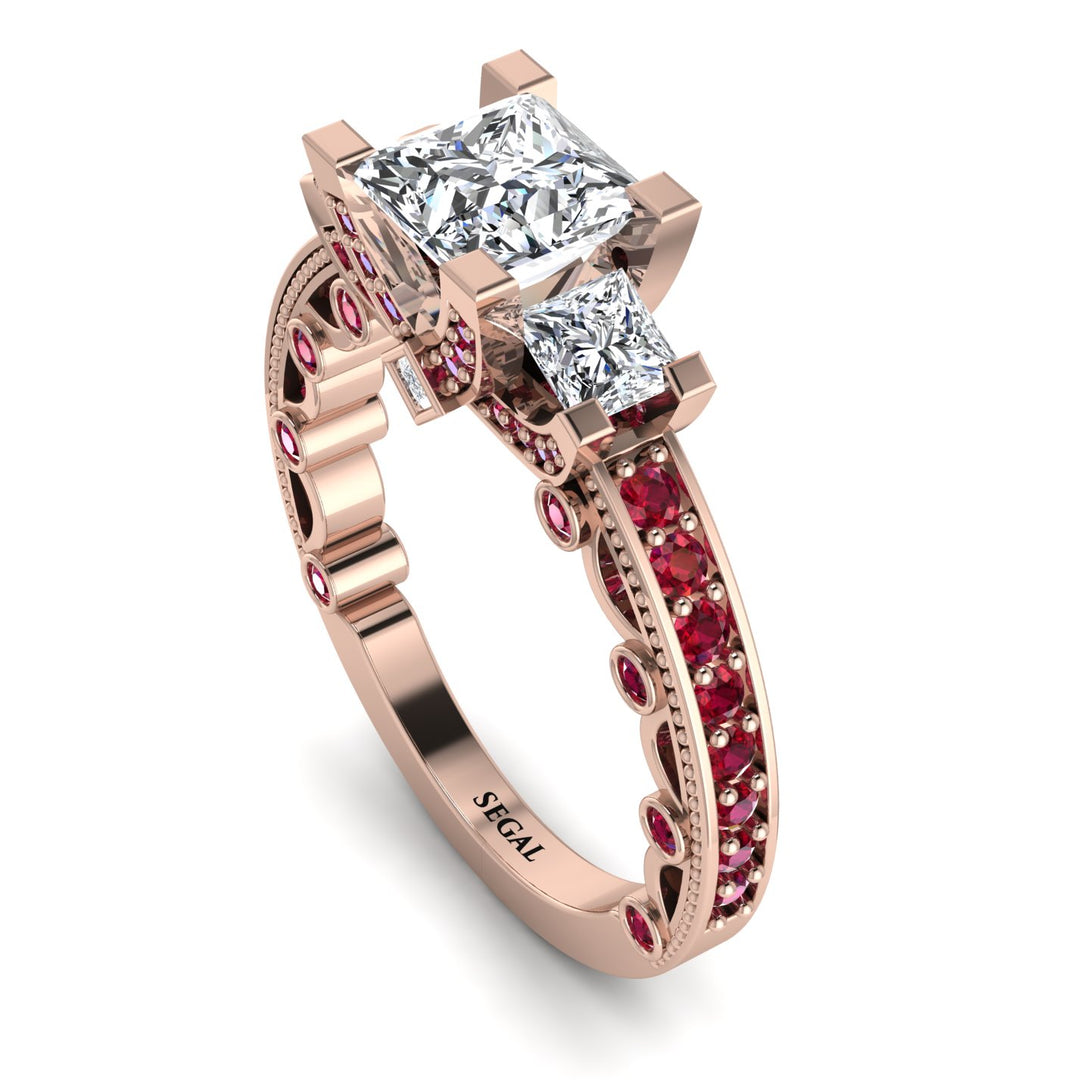 Modern Geometric Diamond Gold Engagement Ring - Beverly No. 47