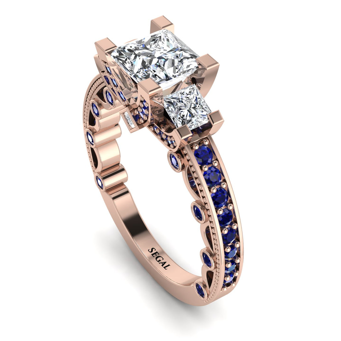 Modern Geometric Diamond Gold Engagement Ring - Beverly No. 62
