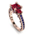 Modern Geometric Ruby Gold Engagement Ring - Beverly No. 71