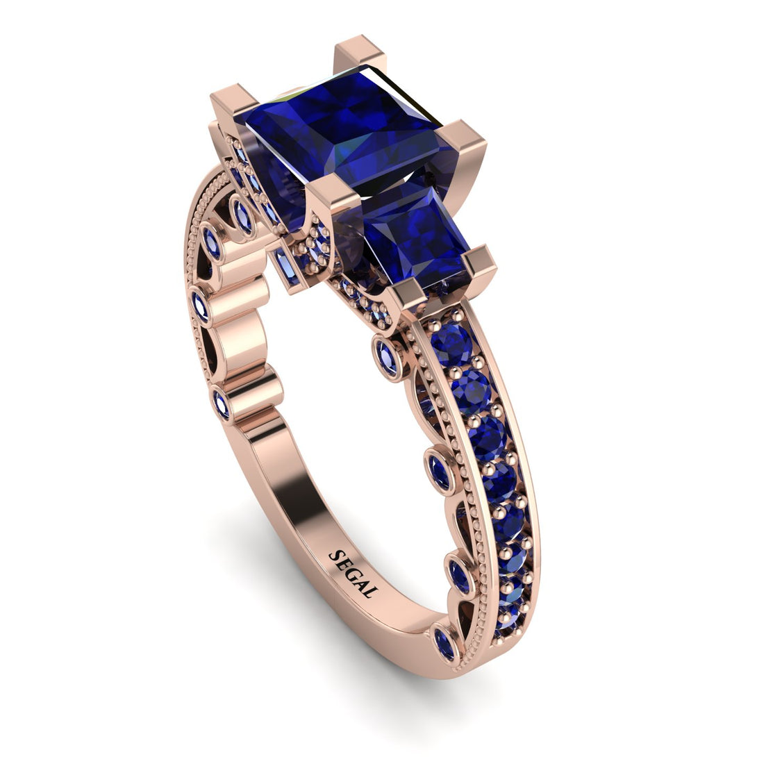 Modern Geometric Sapphire Gold Engagement Ring - Beverly No. 74