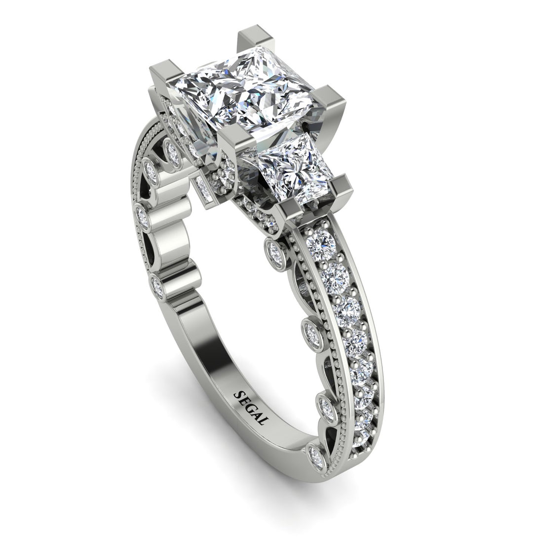 Modern Geometric Diamond Gold Engagement Ring - Beverly No. 3