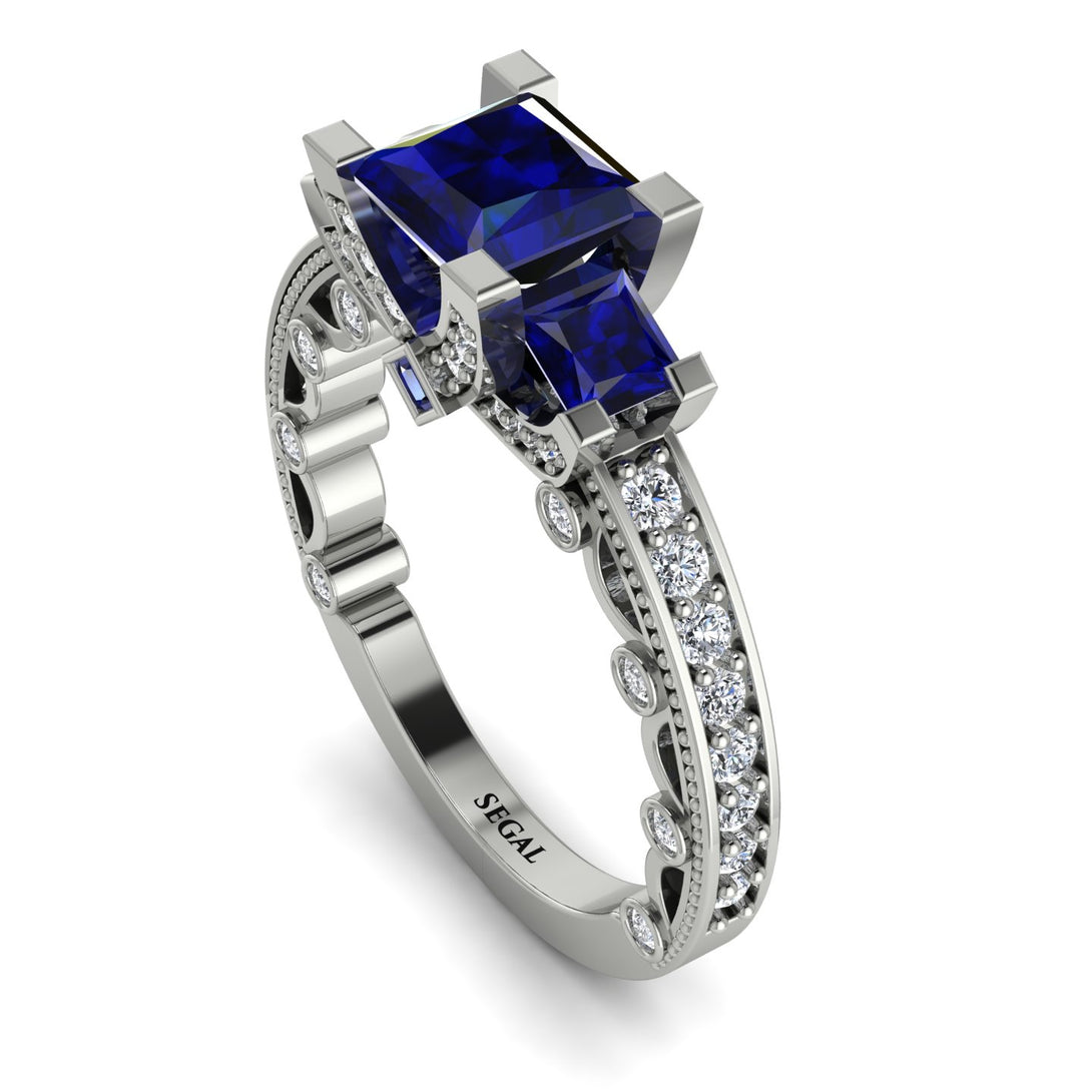 Modern Geometric Sapphire Gold Engagement Ring - Beverly No. 15
