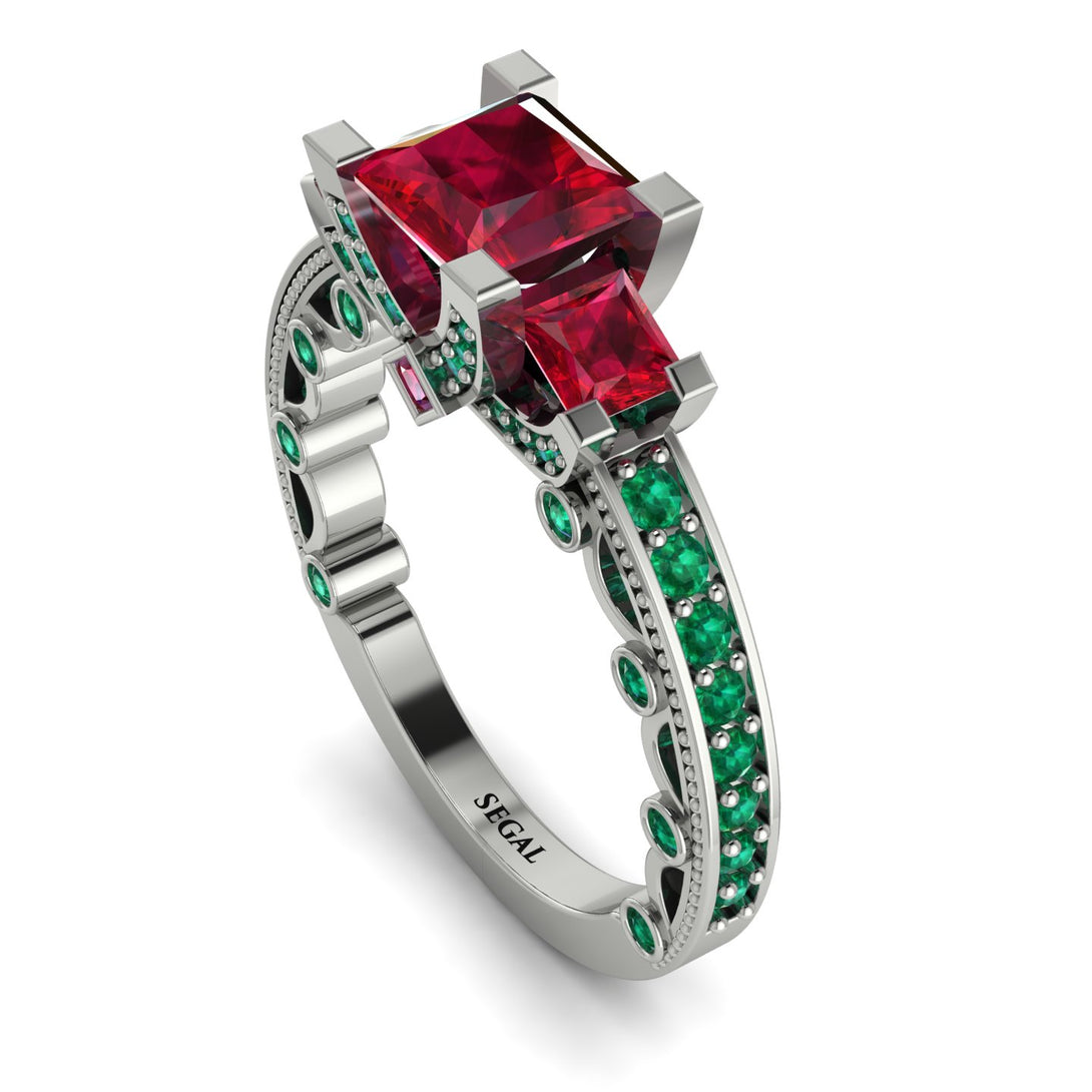 Modern Geometric Ruby Gold Engagement Ring - Beverly No. 27