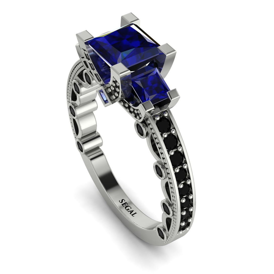 Modern Geometric Sapphire Gold Engagement Ring - Beverly No. 45