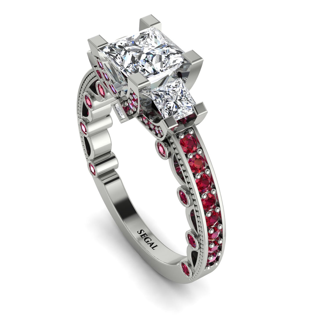 Modern Geometric Diamond Gold Engagement Ring - Beverly No. 48