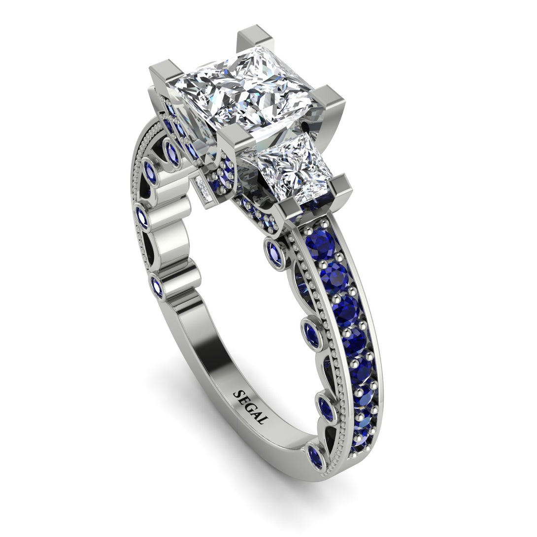 Modern Geometric Diamond Gold Engagement Ring - Beverly No. 63