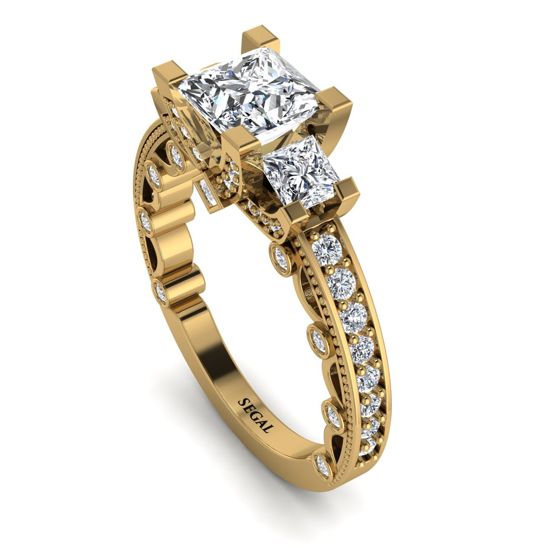 Modern Geometric Diamond Gold Engagement Ring - Beverly No. 1