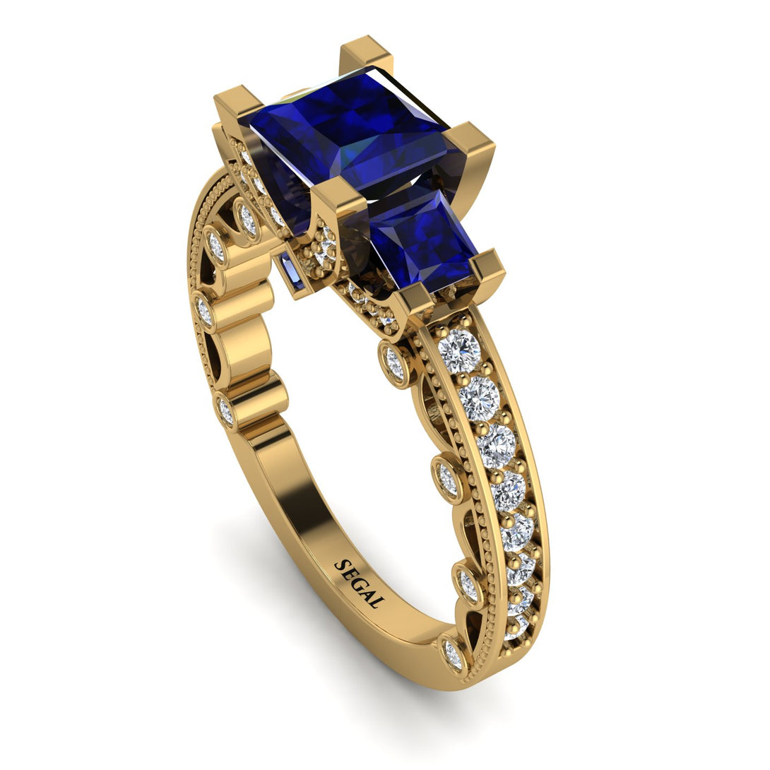 Modern Geometric Sapphire Gold Engagement Ring - Beverly No. 13