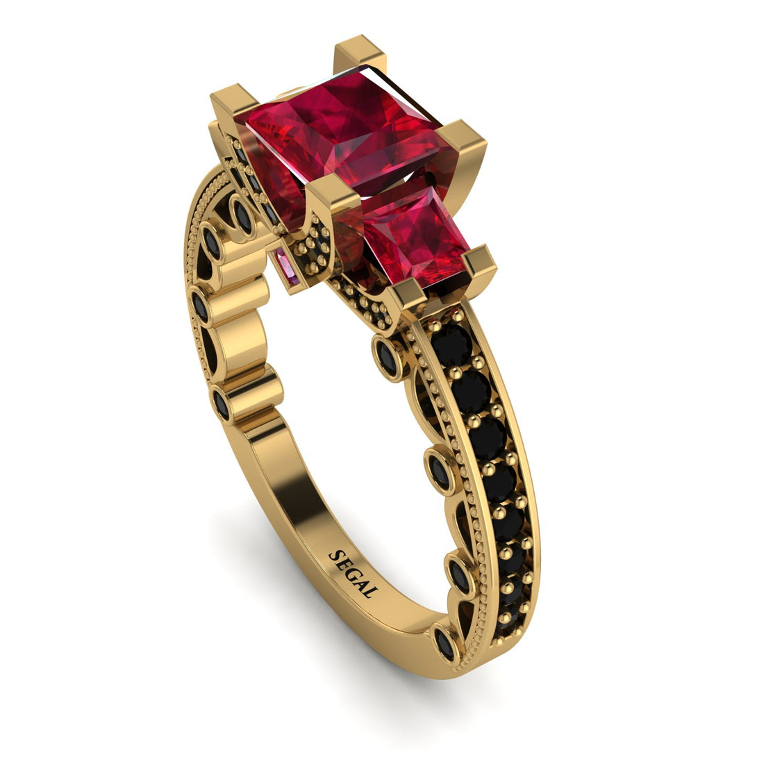 Modern Geometric Ruby Gold Engagement Ring - Beverly No. 40
