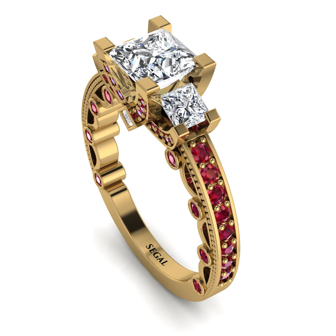 Modern Geometric Diamond Gold Engagement Ring - Beverly No. 46