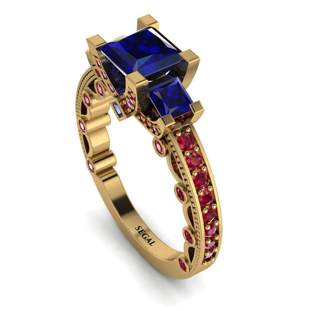 Modern Geometric Sapphire Gold Engagement Ring - Beverly No. 58