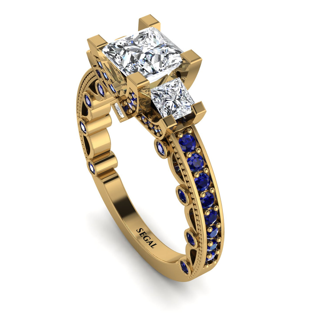 Modern Geometric Diamond Gold Engagement Ring - Beverly No. 61