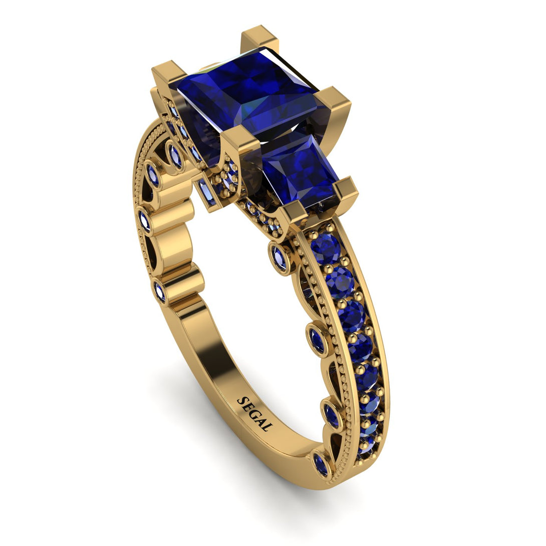 Modern Geometric Sapphire Gold Engagement Ring - Beverly No. 73