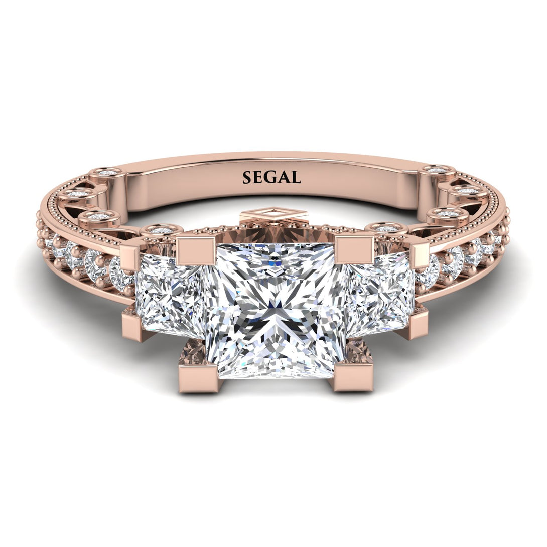 Modern Geometric Diamond Gold Engagement Ring - Beverly No. 2