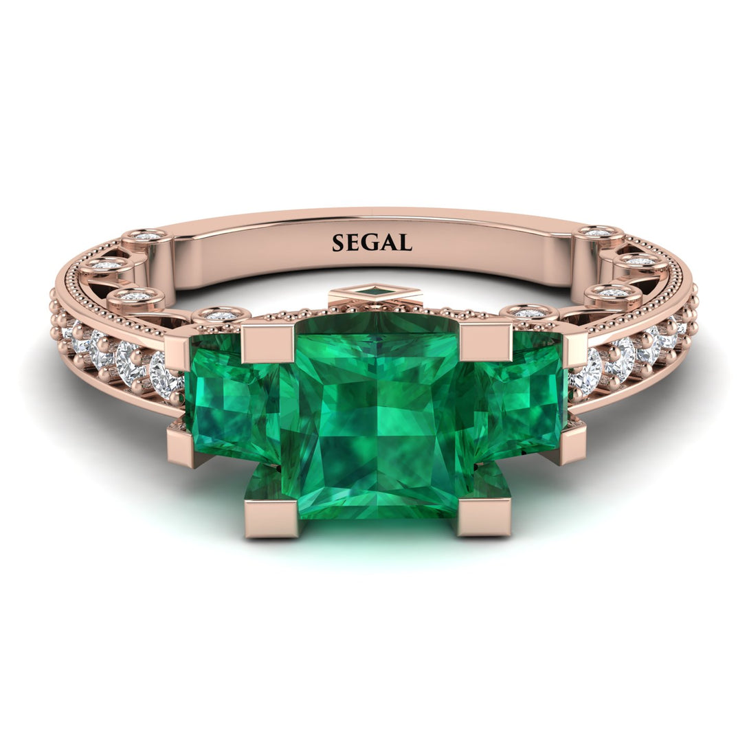 Modern Geometric Emerald Gold Engagement Ring - Beverly No. 5