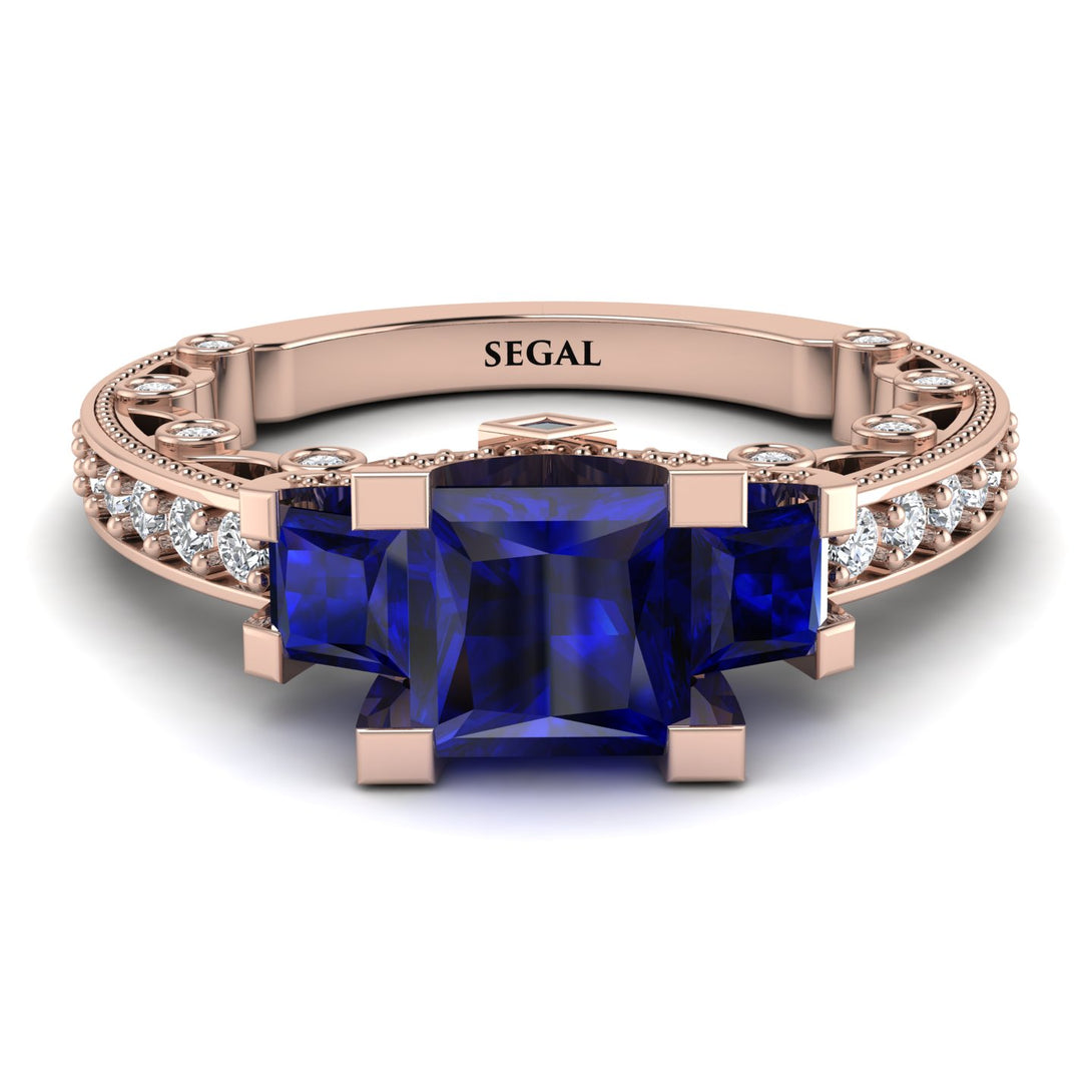 Modern Geometric Sapphire Gold Engagement Ring - Beverly No. 14