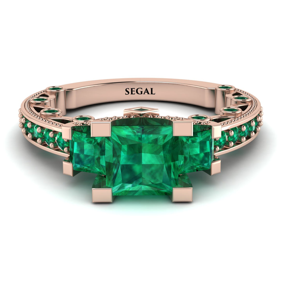 Modern Geometric Emerald Gold Engagement Ring - Beverly No. 20