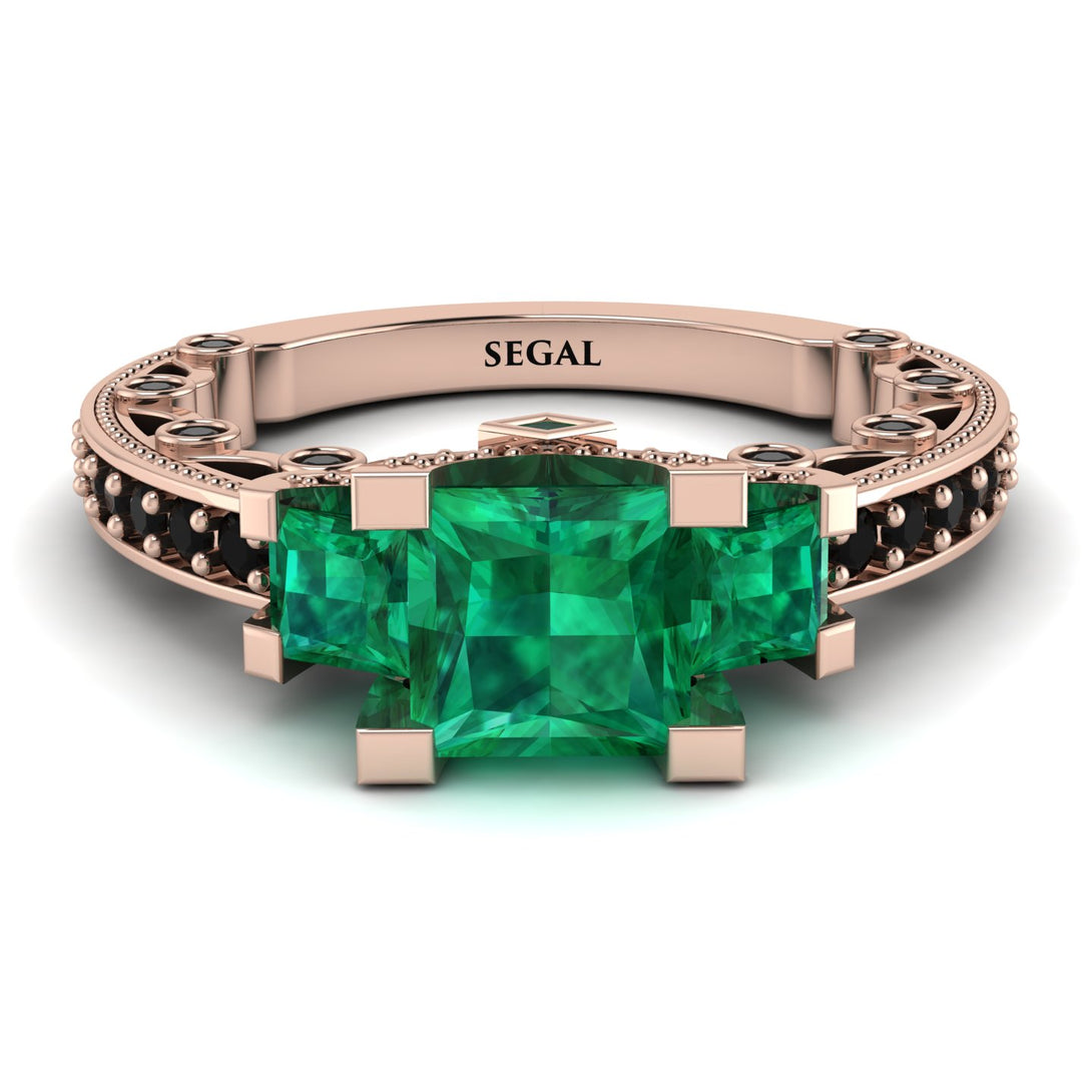 Modern Geometric Emerald Gold Engagement Ring - Beverly No. 35