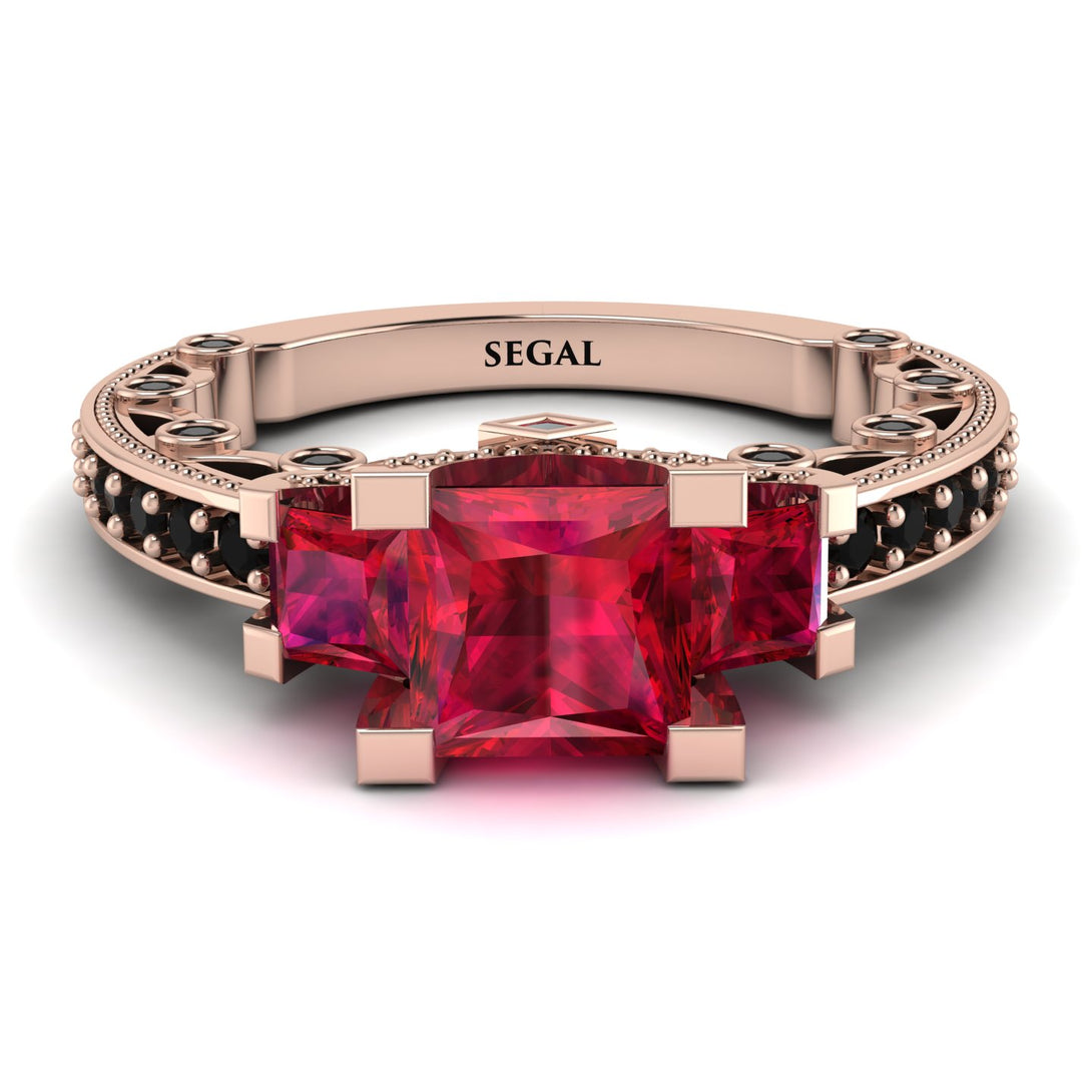 Modern Geometric Ruby Gold Engagement Ring - Beverly No. 41
