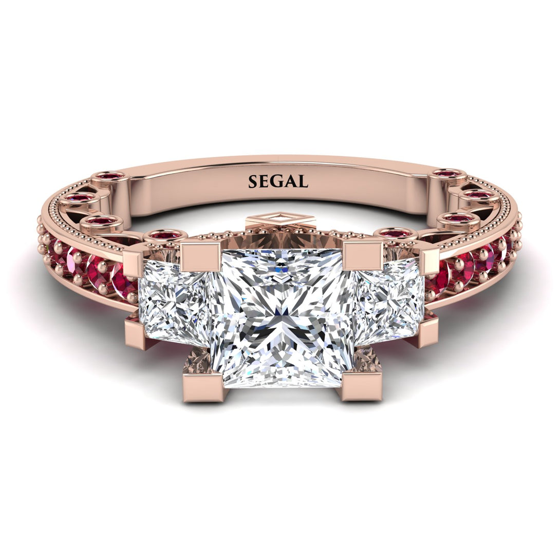 Modern Geometric Diamond Gold Engagement Ring - Beverly No. 47